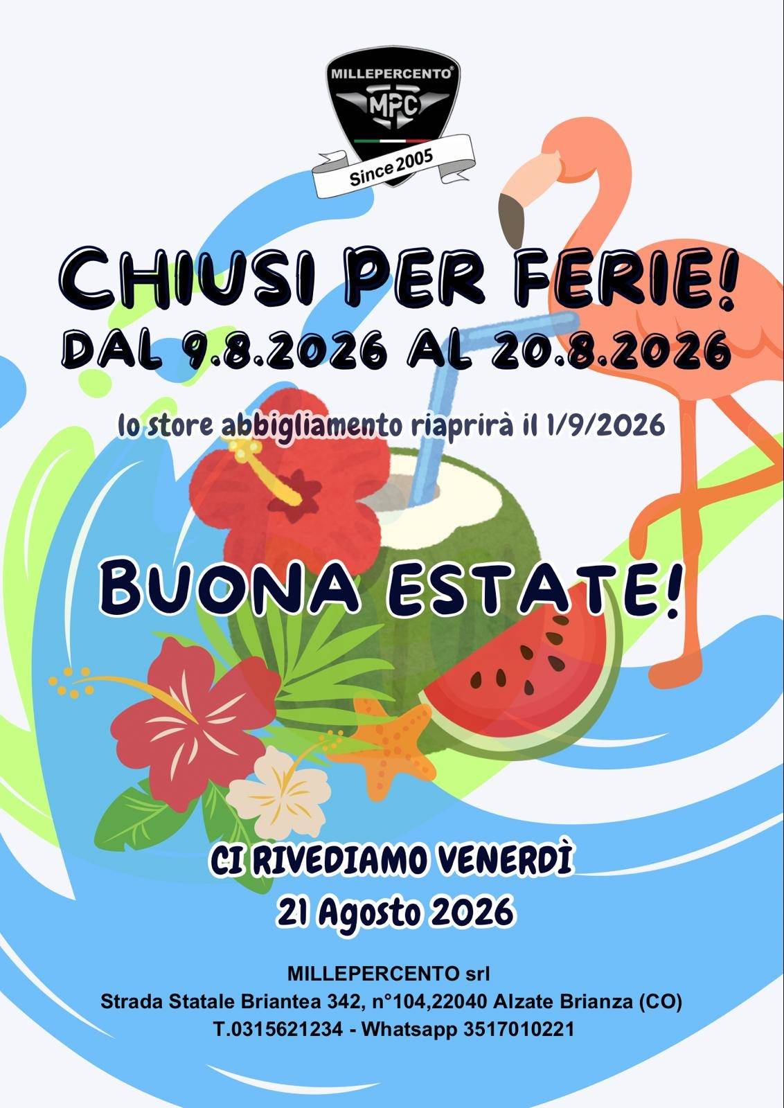 chiusura estiva agosto 2026