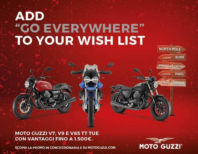 Promo Moto Guzzi V7, V9 e V85TT Christmas DEM